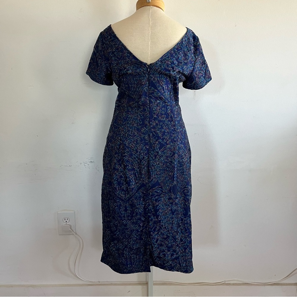 JS Collections Retro Style Blue Dress, Size 10, Embroidered, Unique - Picture 3 of 9